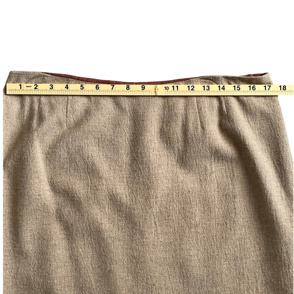 Vintage Nanette Lepore Skirt Women 12 Tan Wool Silk Blend Knee Length brown line - Picture 9 of 10